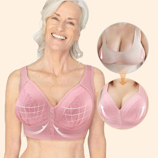 💘CloudComfort™ Front-Button Cotton Bra – Breathable • Wire-Free • All-Day Support • Non-Padded & Skin-Friendly 🌿