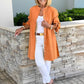 Giacca camicia da donna lunga in cotone tinta unita