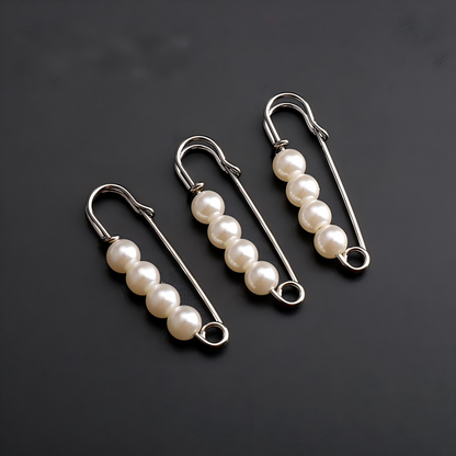 Fancy Rhinestones Pearls Safety Pin