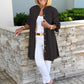 Giacca camicia da donna lunga in cotone tinta unita