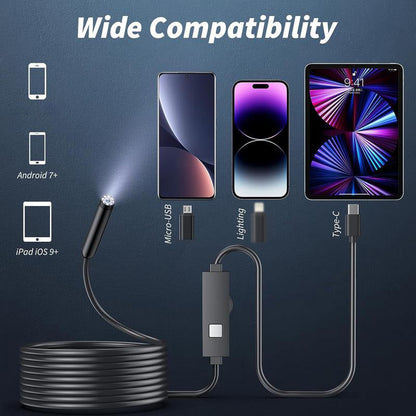 🎁✨TechView™🇬🇧HD Endoscope Camera for iPhone & Android – 1920P Inspection Scope with 8 Adjustable LED Lights 🔍📱