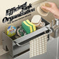 Self-Draining Sponge Holder with Towel Bar for Kitchen Sink