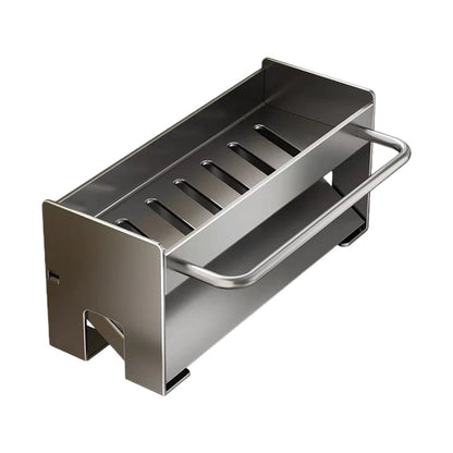 Self-Draining Sponge Holder with Towel Bar for Kitchen Sink