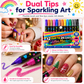 12 Pack Dual Tip Glitter Markers and Highlighters Set 24 Colors Double Ended Soft Brush Tip Pens for Student Art Drawing