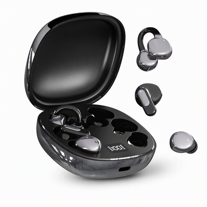B115 3-in-1 Bluetooth Earphones with 6 Earbuds Ear Clip and In-Ear Sleep Headphones with Noise Cancelling and Long Battery Life