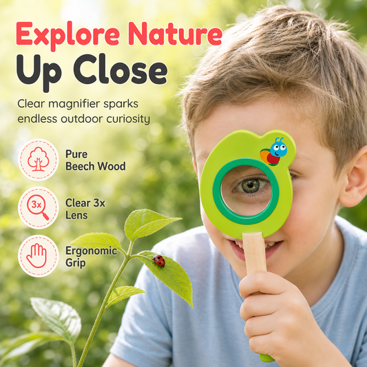 Wooden Cartoon Magnifying Glass Toy for Kids