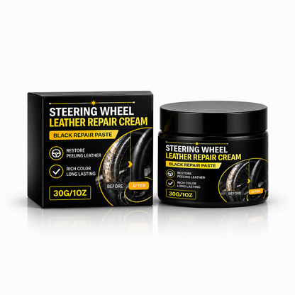 Black Leather Repair Cream for Car Steering Wheels and Interiors
